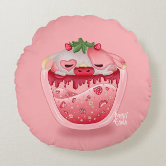 Cute Strawberry Throw Pillow – Kawaii Design Rond Kussen