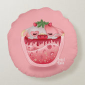 Cute Strawberry Throw Pillow – Kawaii Design Rond Kussen (Achterkant)