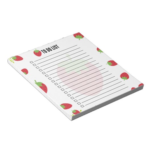 Cute Strawberry To-Do List Notepad Notitieblok (Schuin)