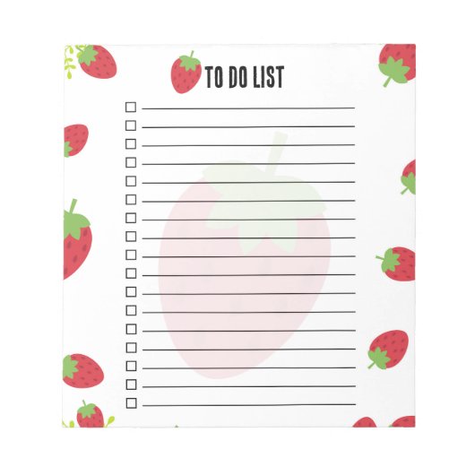 Cute Strawberry To-Do List Notepad Notitieblok (Voorkant)