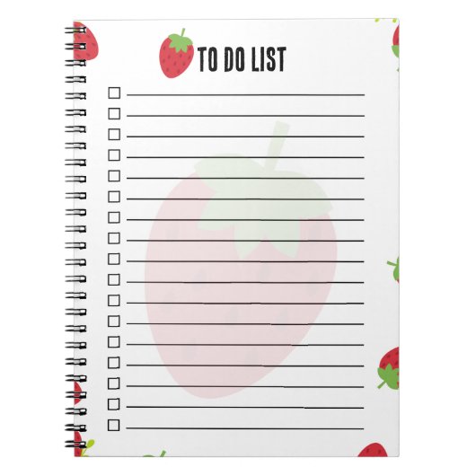 Cute Strawberry To-Do List Notepad Notitieboek (Voorkant)