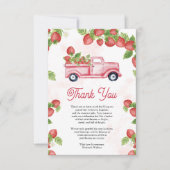Cute Strawberry Truck Berry Sweet Baby shower Bedankkaart (Voorkant)