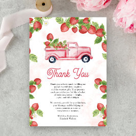 Cute Strawberry Truck Berry Sweet Baby shower Bedankkaart