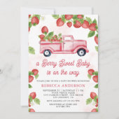 Cute Strawberry Truck Berry Sweet Baby shower Kaart (Voorkant)