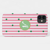 Cute strepen patroonmonogrammen roze groene stippe Case-Mate iPhone case (Achterkant (horizontaal))
