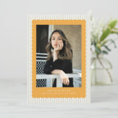 Cute Strepen Scallops Rand Grad Aankondiging (Staand voorkant)