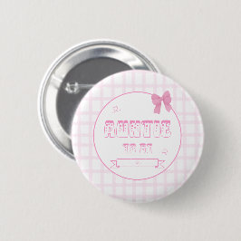 Cute Strik Pastel Roze Gingham Tante-wordt Button