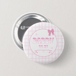 Cute strik roze geruite Button voor toekomstige pa