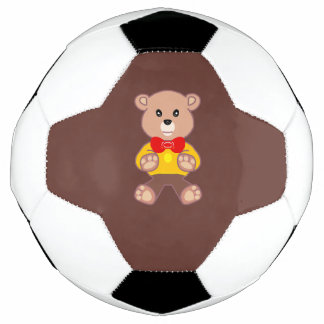 Cute strikdas teddybeer bruine voetbal