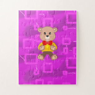 Cute strikdas teddybeer roze geometrisch  legpuzzel