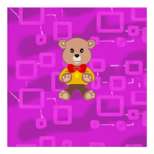Cute strikdas teddybeer roze geometrisch perfect poster