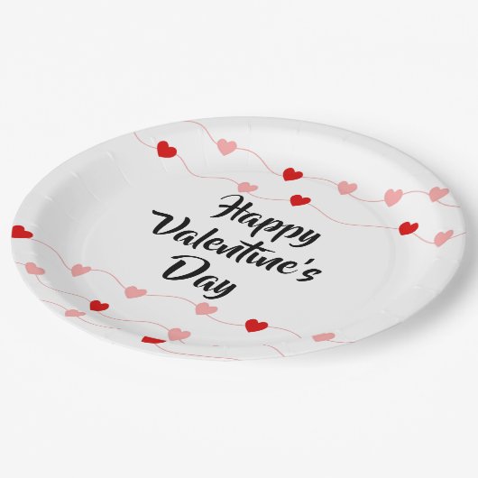 Cute String Hearts Happy Valentine's Day Red Pink Papieren Bordje (Gekanteld)