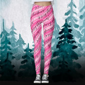 Cute Stripe Candy Cane roze kerst Leggings