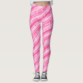 Cute Stripe Candy Cane White Roze kerst Leggings (Voorkant)