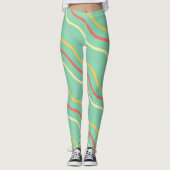 Cute Stripe Green Yoga Damesleggings Leggings (Voorkant)