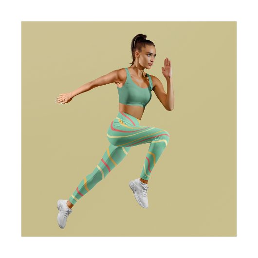 Cute Stripe Green Yoga Damesleggings Leggings