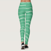 Cute Stripe Gym Yoga Dames Workout Groene Leggings (Achterkant)