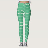Cute Stripe Gym Yoga Dames Workout Groene Leggings (Voorkant)
