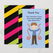 Cute, Striped, Arcade Birthday Boy Dank je Bedankkaart (Voorkant / Achterkant)