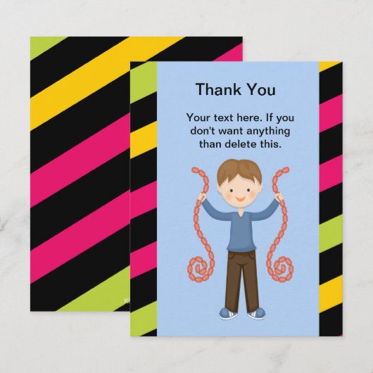 Cute, Striped, Arcade Birthday Boy Dank je Bedankkaart (Voorkant / Achterkant)