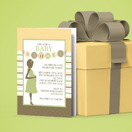 Cute Striped Baby shower Invitation Kaart