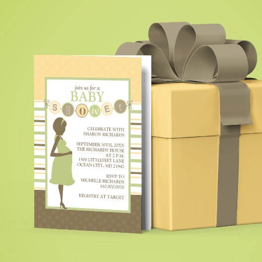 Cute Striped Baby shower Invitation Kaart