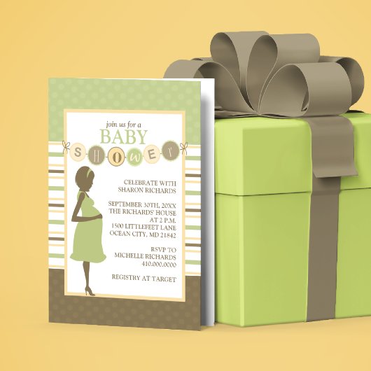 Cute Striped Baby shower Invitation Kaart