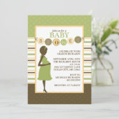 Cute Striped Baby shower Invitation Kaart (Staand voorkant)