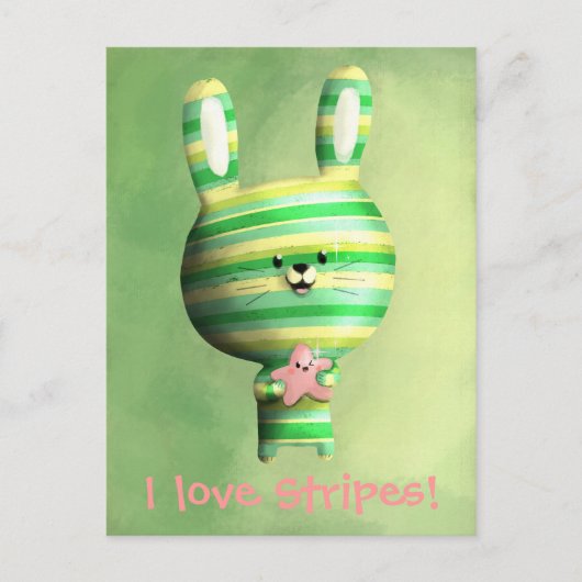 Cute Striped Bunny Briefkaart (Voorkant)