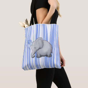 Cute Striped Elephant Baby New Parent Diaper Tote Bag