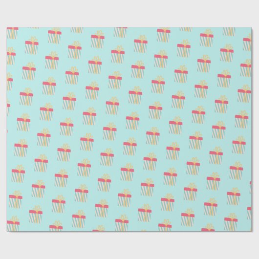 Cute Striped kerstpresents Pattern - Aqua Cadeaupapier (Vlak)
