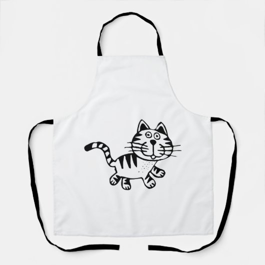 Cute Striped Kitten Drawing Schort (Voorkant)
