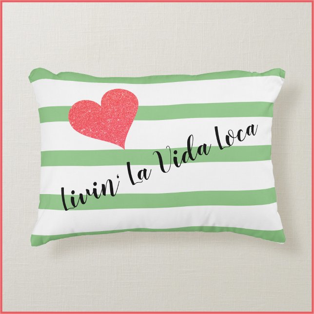 Cute Striped Livin' La Vida Loca Heart Accent Kussen (Creator heeft geüpload)