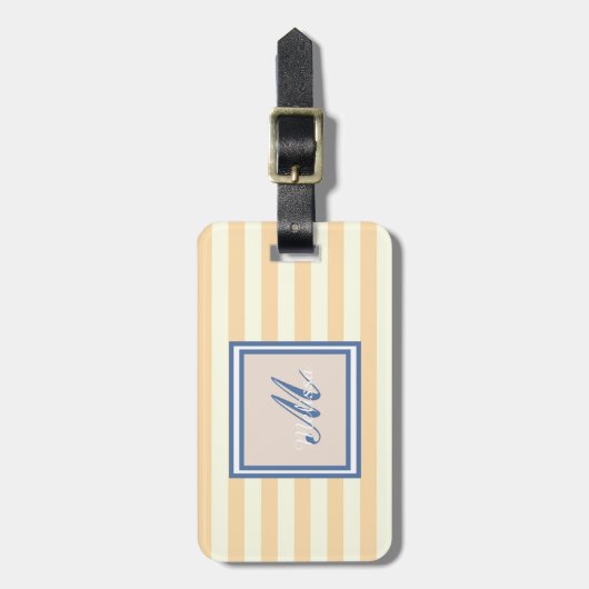 Cute Striped Monogram-Personalized Bagagelabel (Voorkant verticaal)