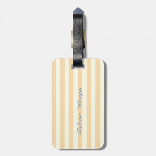 Cute Striped Monogram-Personalized Bagagelabel (Achterkant verticaal)