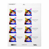 Cute Striped Multicolored Rainbow Cat Typography Etiket (Full Sheet)
