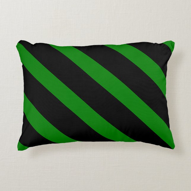 Cute Striped Pattern in Black en Kelly Green Accent Kussen (Voorkant)