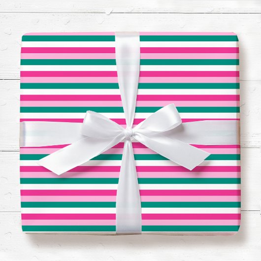 Cute Striped Pattern Pink Green White Seamless Cadeaupapier