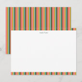 Cute Striped Personalized Stationery Name Holiday Bedankkaart (Voorkant / Achterkant)