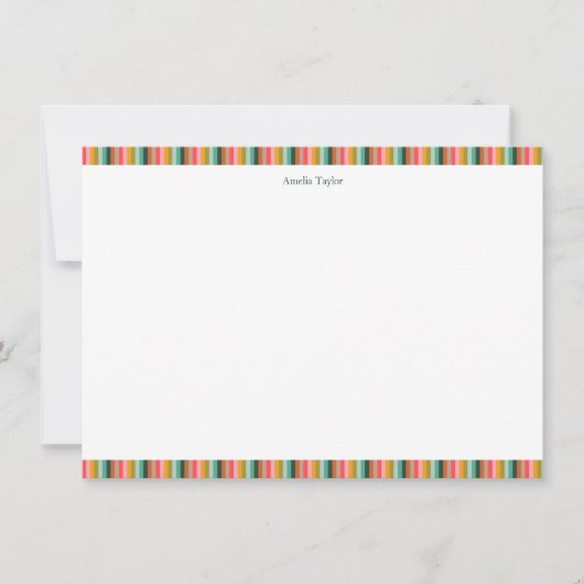 Cute Striped Personalized Stationery Name Holiday Bedankkaart (Voorkant)