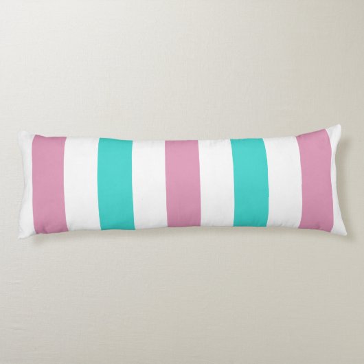 Cute Striped roze en Turquoise Pattern and Gezegde Lichaamskussen (Achterkant)