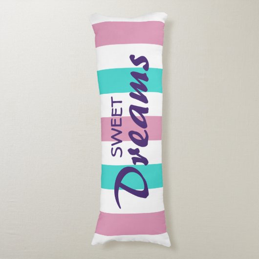 Cute Striped roze en Turquoise Pattern and Gezegde Lichaamskussen (Voorkant Verticaal)