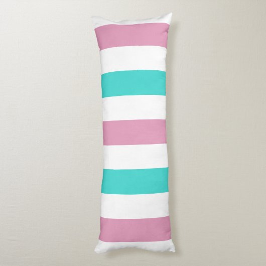 Cute Striped roze en Turquoise Pattern and Gezegde Lichaamskussen (Achterkant (Verticaal))