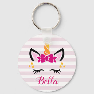 Cute Striped Unicorn met Bow Sleutelhanger