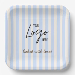 Cute Stripes Bakery Cafe Logo Gebakken Met Liefde Papieren Bordje