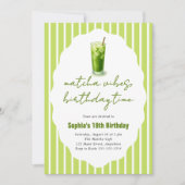 Cute Stripes Wavy Matcha 19th Birthday Party Kaart (Voorkant)
