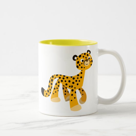Cute Stroll Cartoon Cheetah Tweekleurige Koffiemok (Rechts)