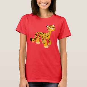 Cute Stroll Cartoon Cheetah Women T-Shirt