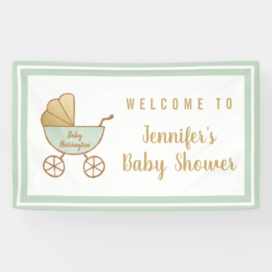 Cute Stroller Baby shower Welcome Spandoek (Horizontaal)