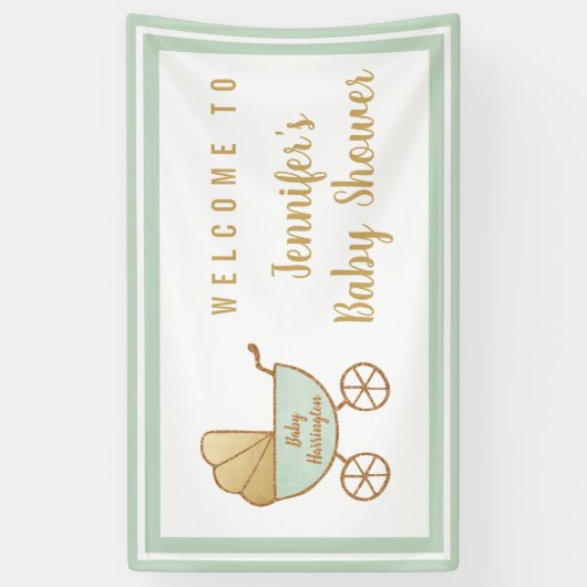 Cute Stroller Baby shower Welcome Spandoek (Verticaal)